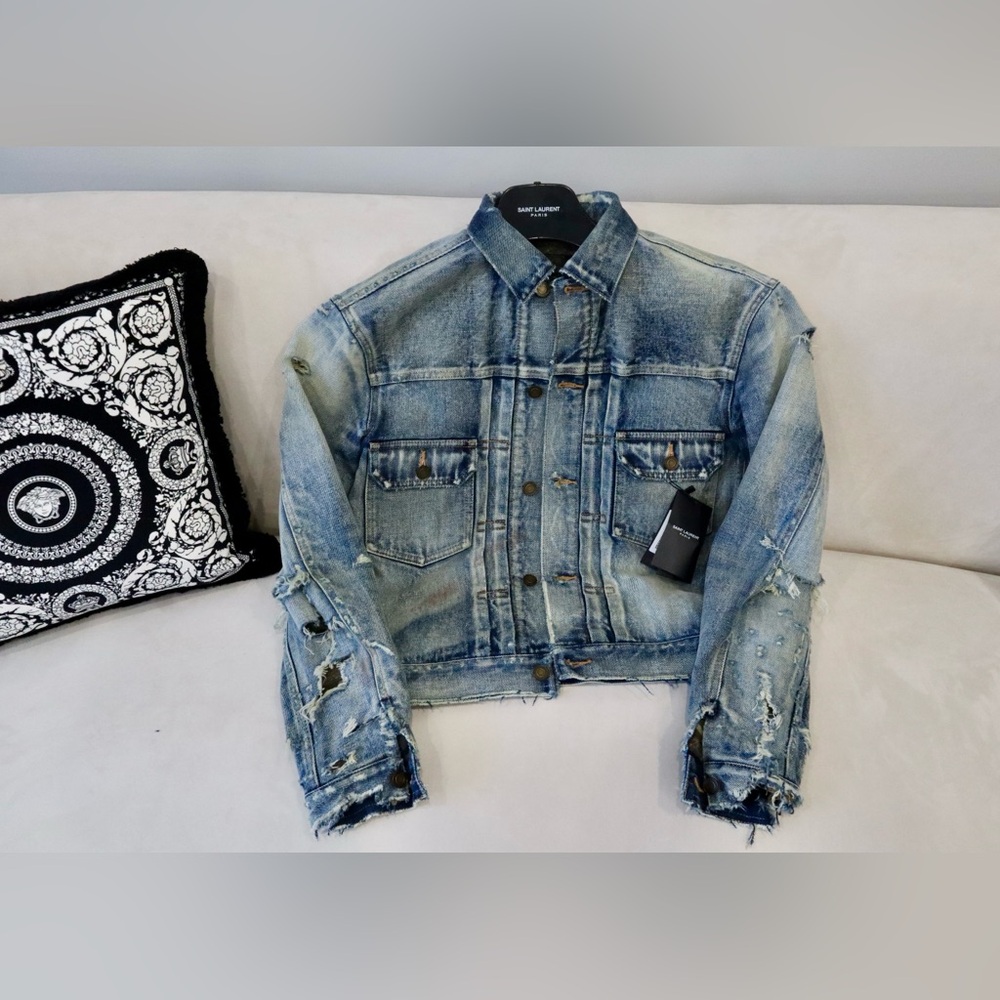 ❌SOLD❌YSL Destroyed Denim Jacket - Picture 5 of 10